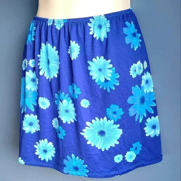 Le Redoute Blue Floral Beach Cover Up Swim Skirt Size L - Picture 3 of 4